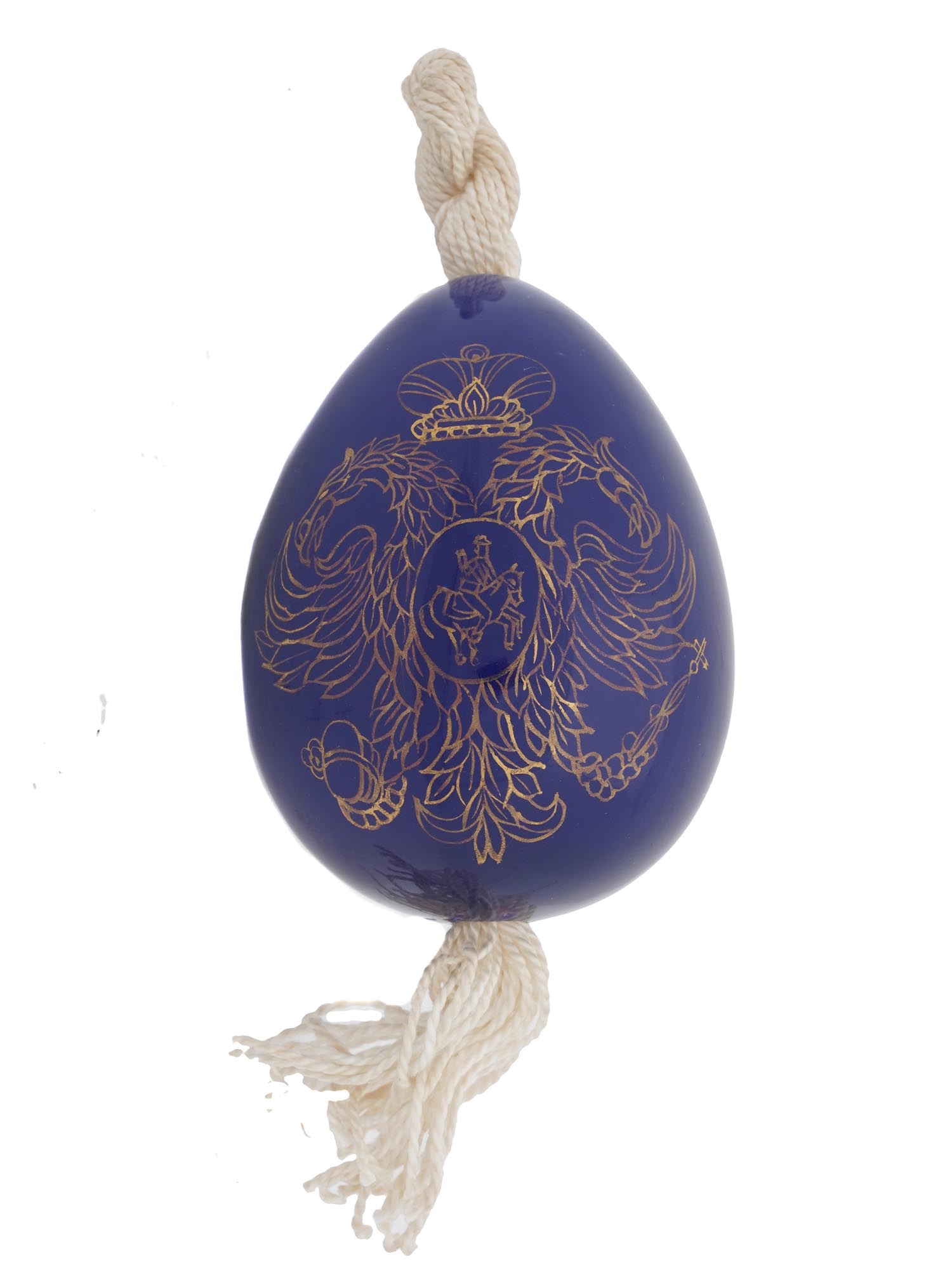 LARGE RUSSIAN GILDED EAGLE PORCELAIN EASTER EGG PIC-0